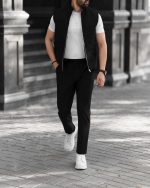 شلوار پارچه ای سوییت مشکی بند دار p210 - Image 2