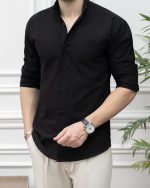 پیراهن لنین مشکی کارلوتی کد sh435